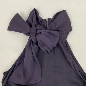 Ann Taylor plum satin bow halter top